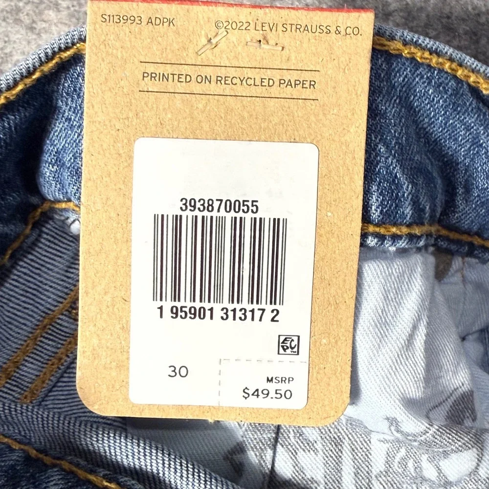 Levi's 412 Slim Shorts Mens 30 Blue Stretch Denim Above Knee Jean Shorts NWT